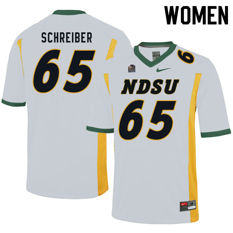 Women #65 Joe Schreiber North Dakota State Bison College Football Jerseys Sale-White